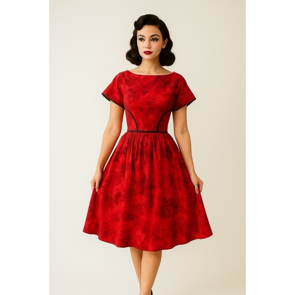 Vintage 50ms 60’s Hadnmade Fit & Flare Red Dress​​​​​​​